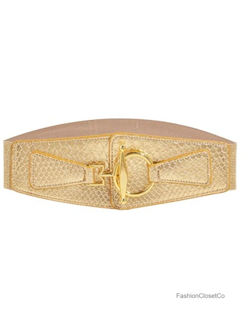Wide Elastic Cinch Waist Belt Metal Buckle for Dresses XS/S